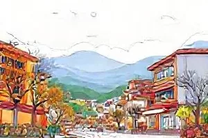 《三分钟看懂潮汐》封面:海岸礁石与涨潮水线示意图
